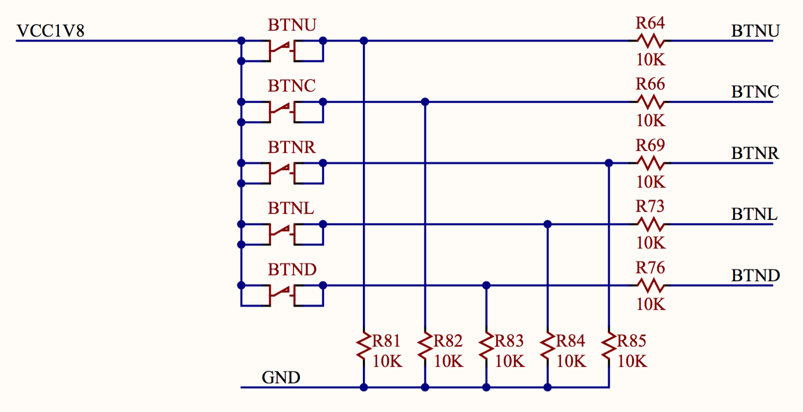 Digilent Atlys push buttons schematic